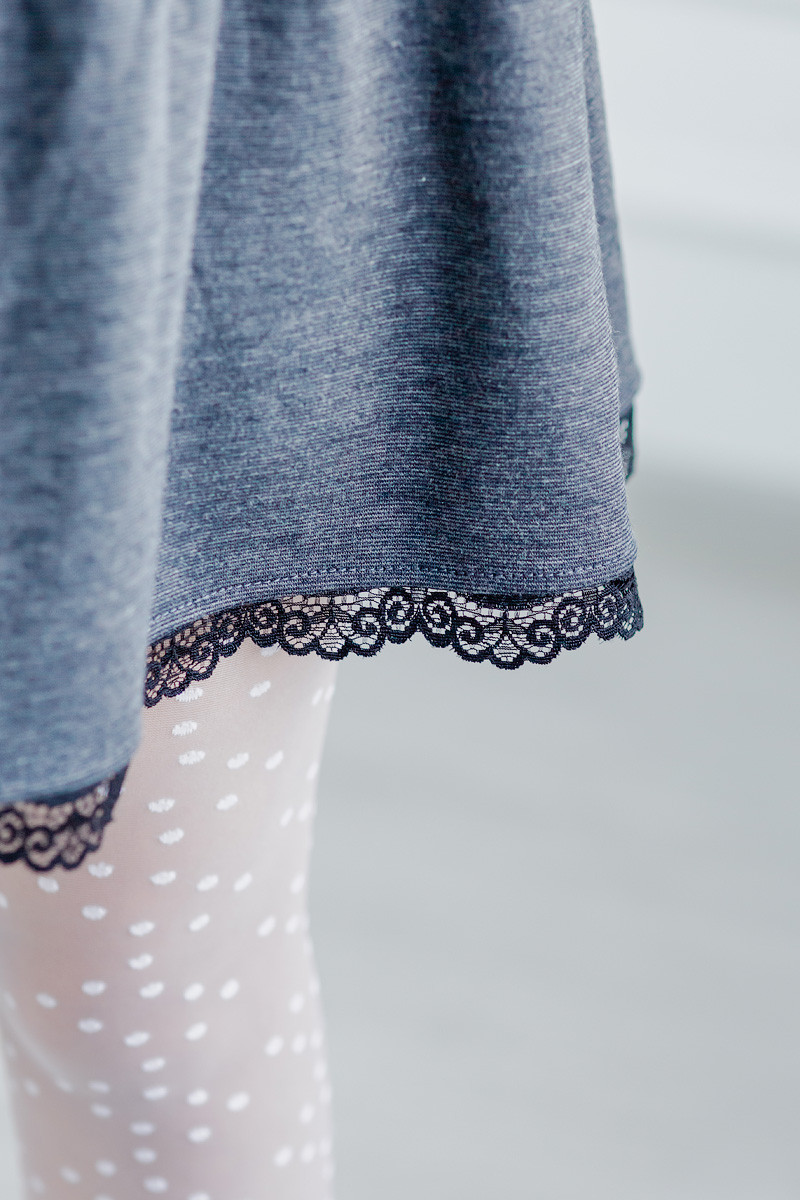 Юбка детская школьная серая с кружевом Dress Code