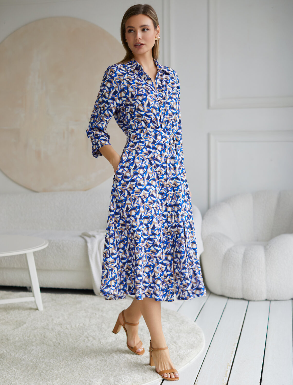 ст. цена3850руб.! VILATTE Платье D22.224синий-бежевый