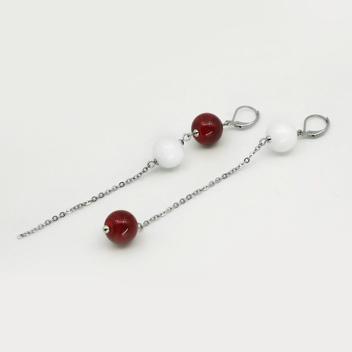 Серьги из муранского стекла LS3350/красный,белый