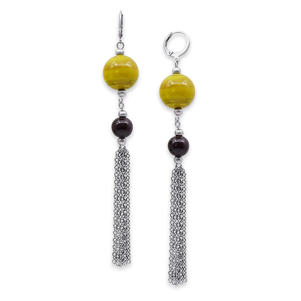 Серьги из муранского стекла LS3349/зеленый,черный