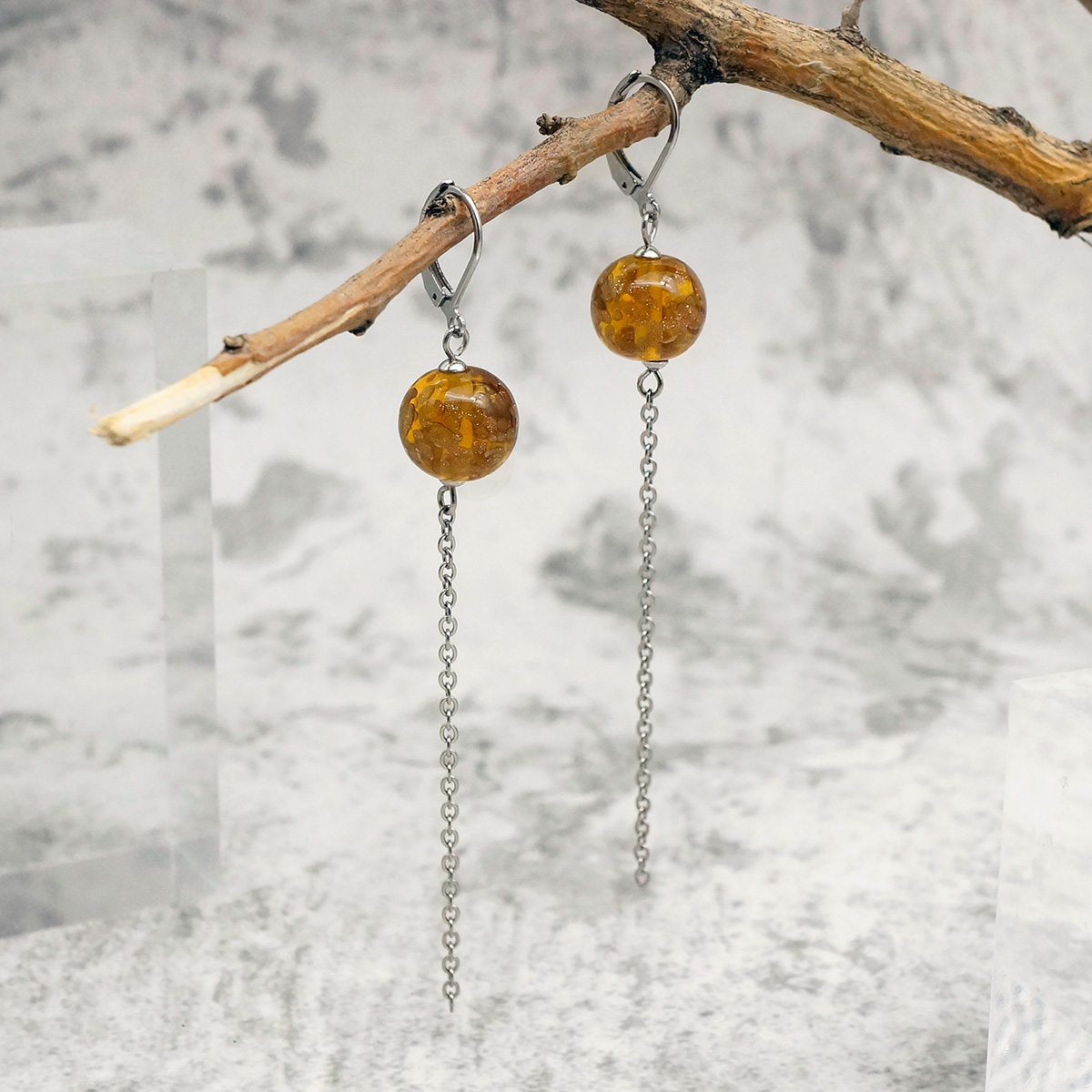 Серьги из муранского стекла LS3351/медовый