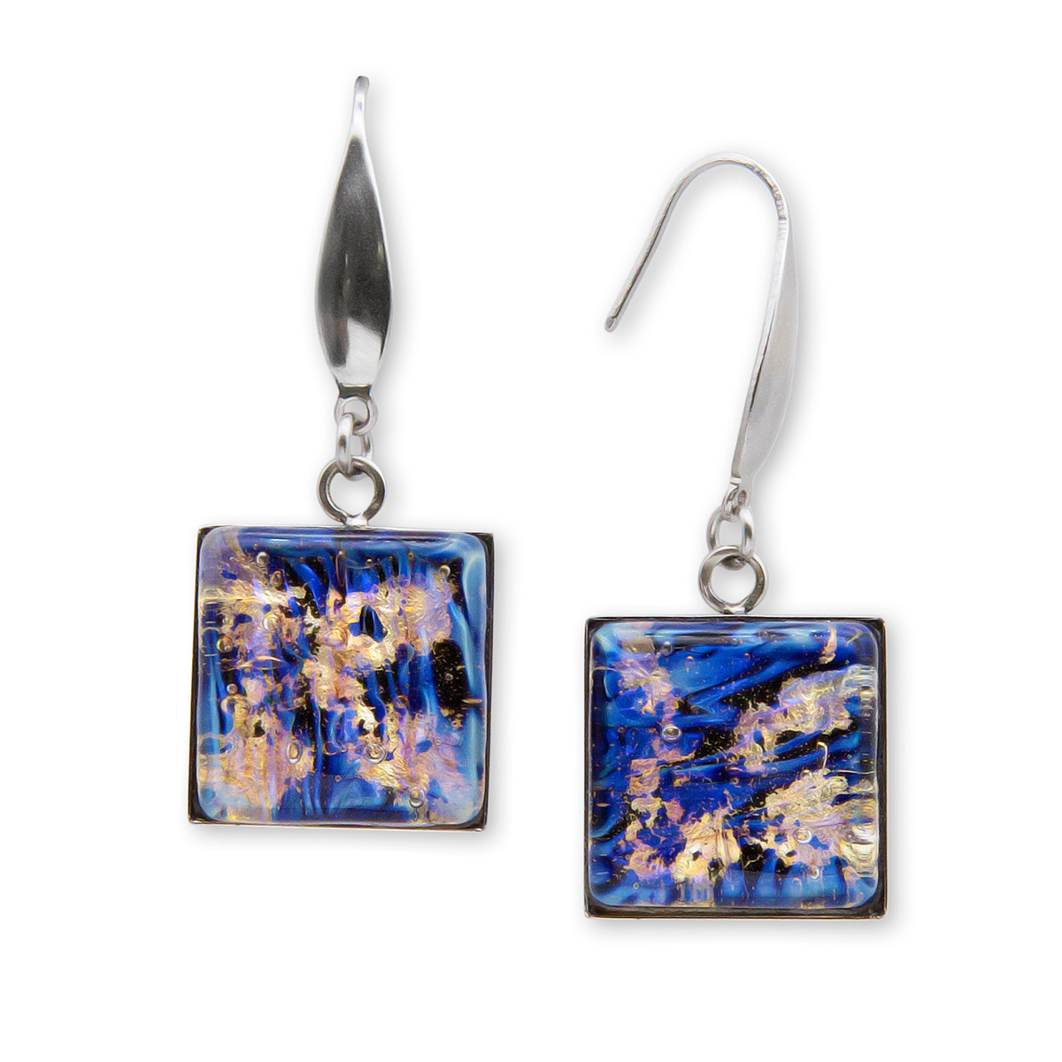 Серьги из муранского стекла GOLDEN NIGHT LS2555