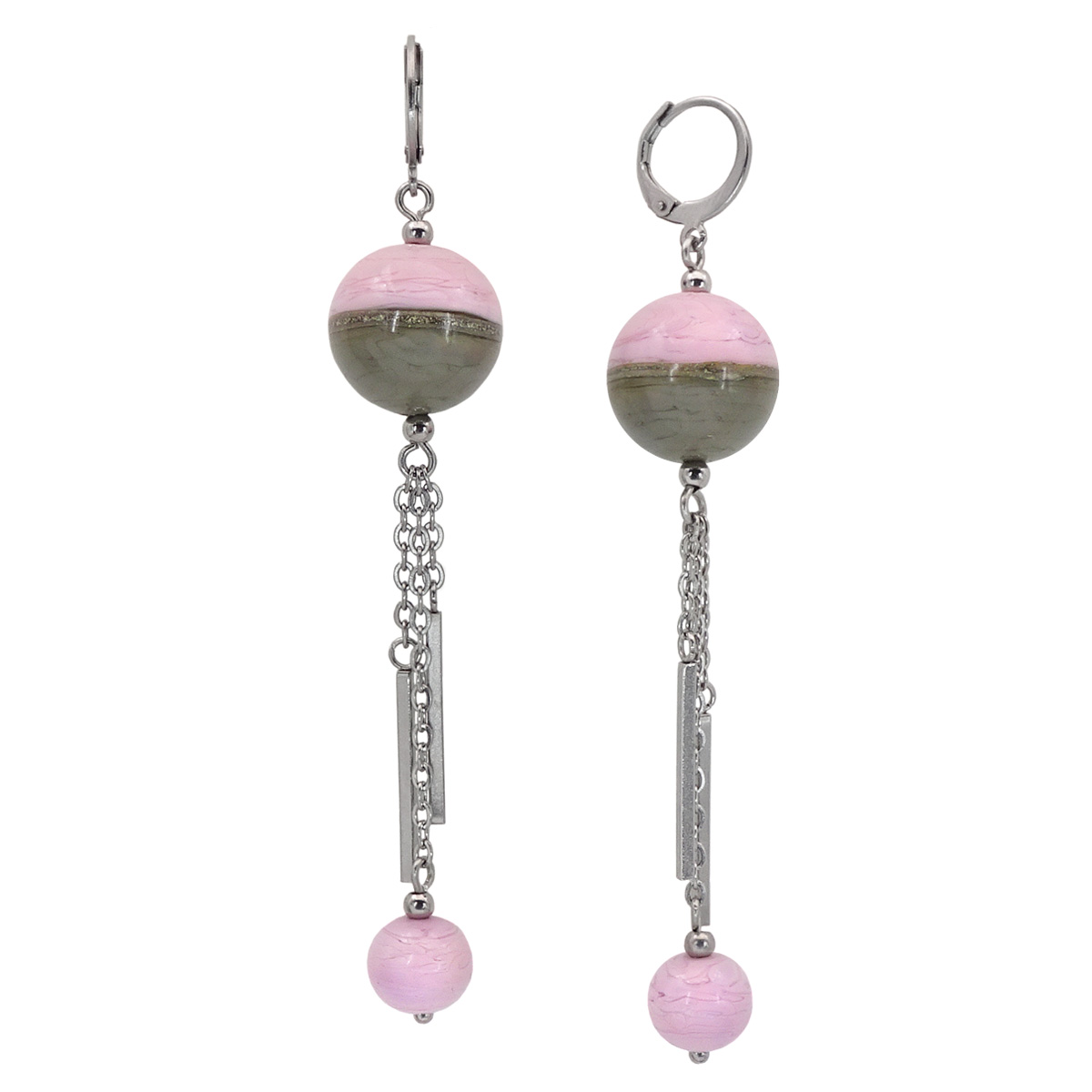 Серьги из муранского стекла PINK HAZE LS3506