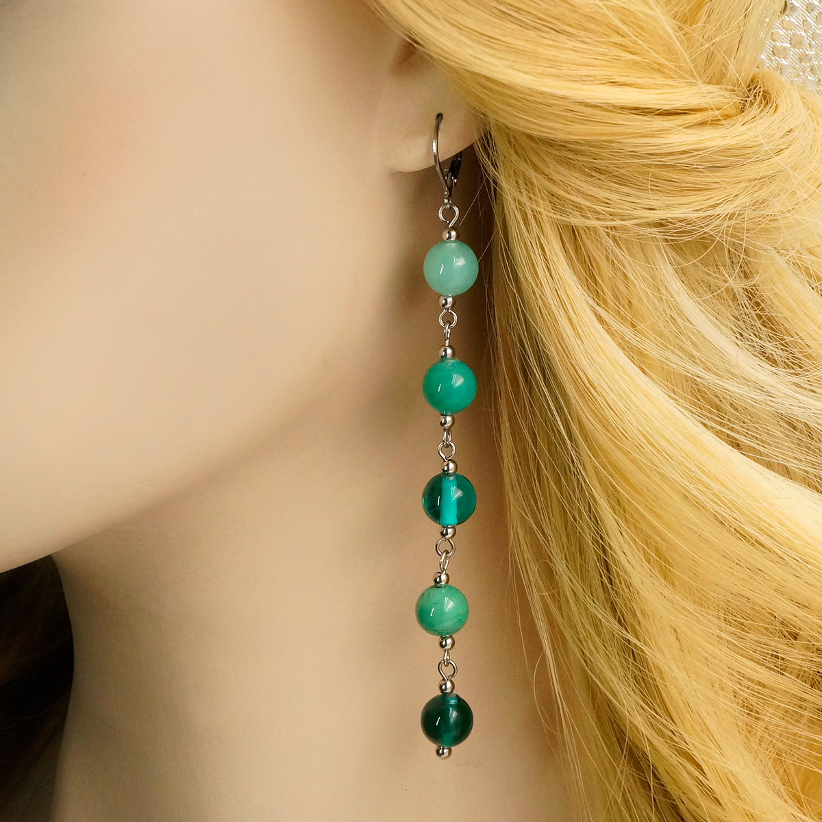 Серьги из муранского стекла LS3247/бирюзовый