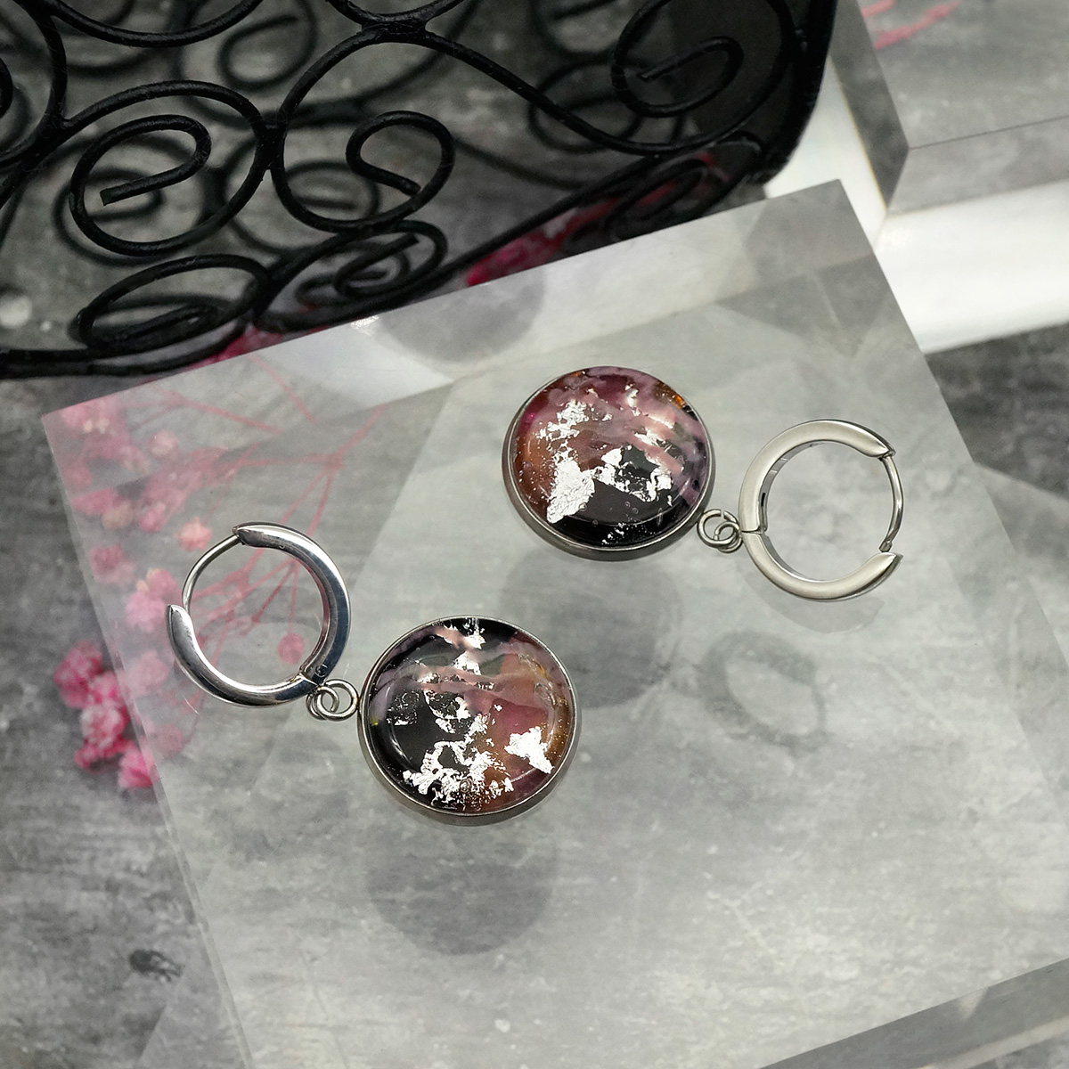 Серьги из муранского стекла RASPBERRY PUNCH LS3236