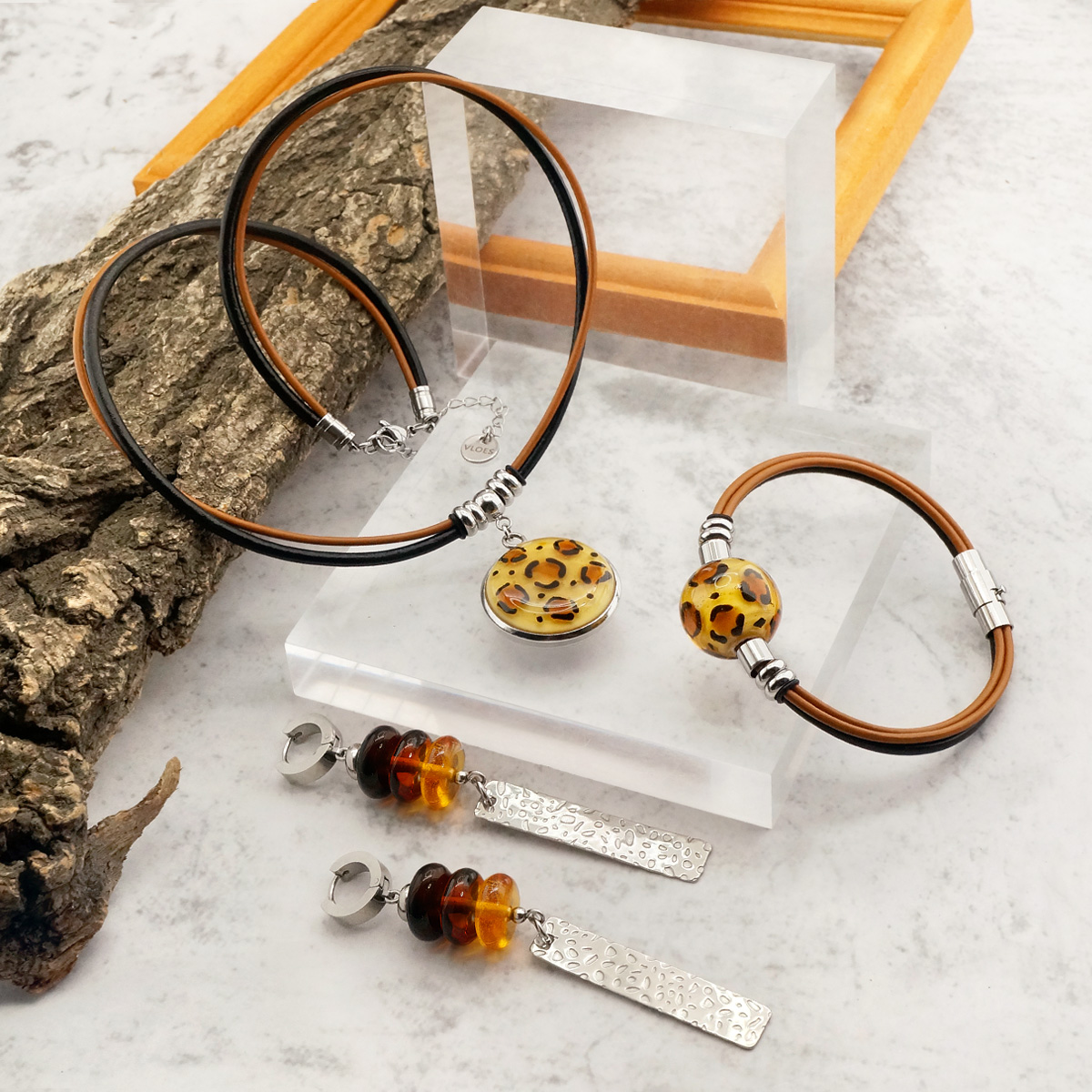 Серьги из муранского стекла LEOPARD LS3494