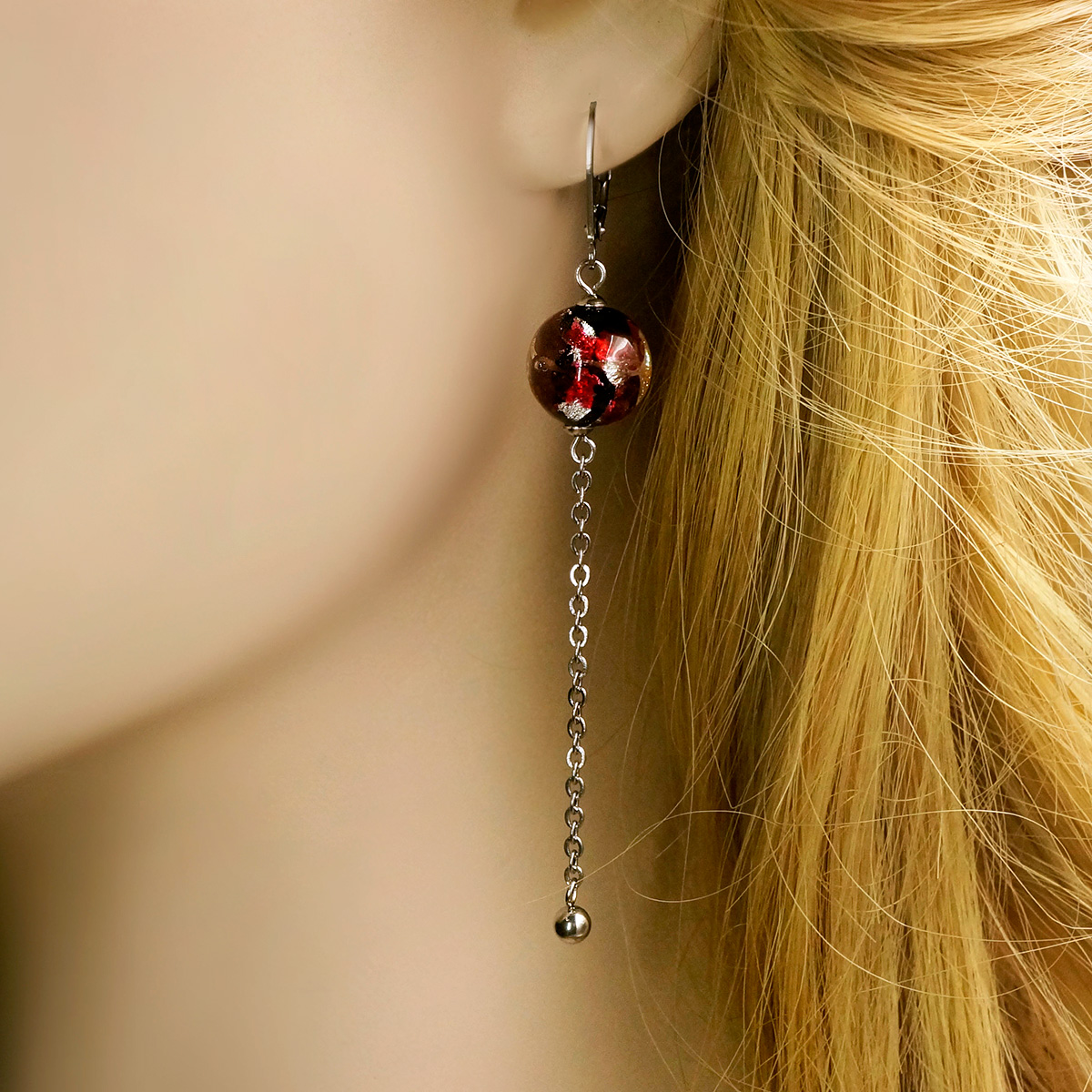 Серьги из муранского стекла RUBY DAWN LS2975