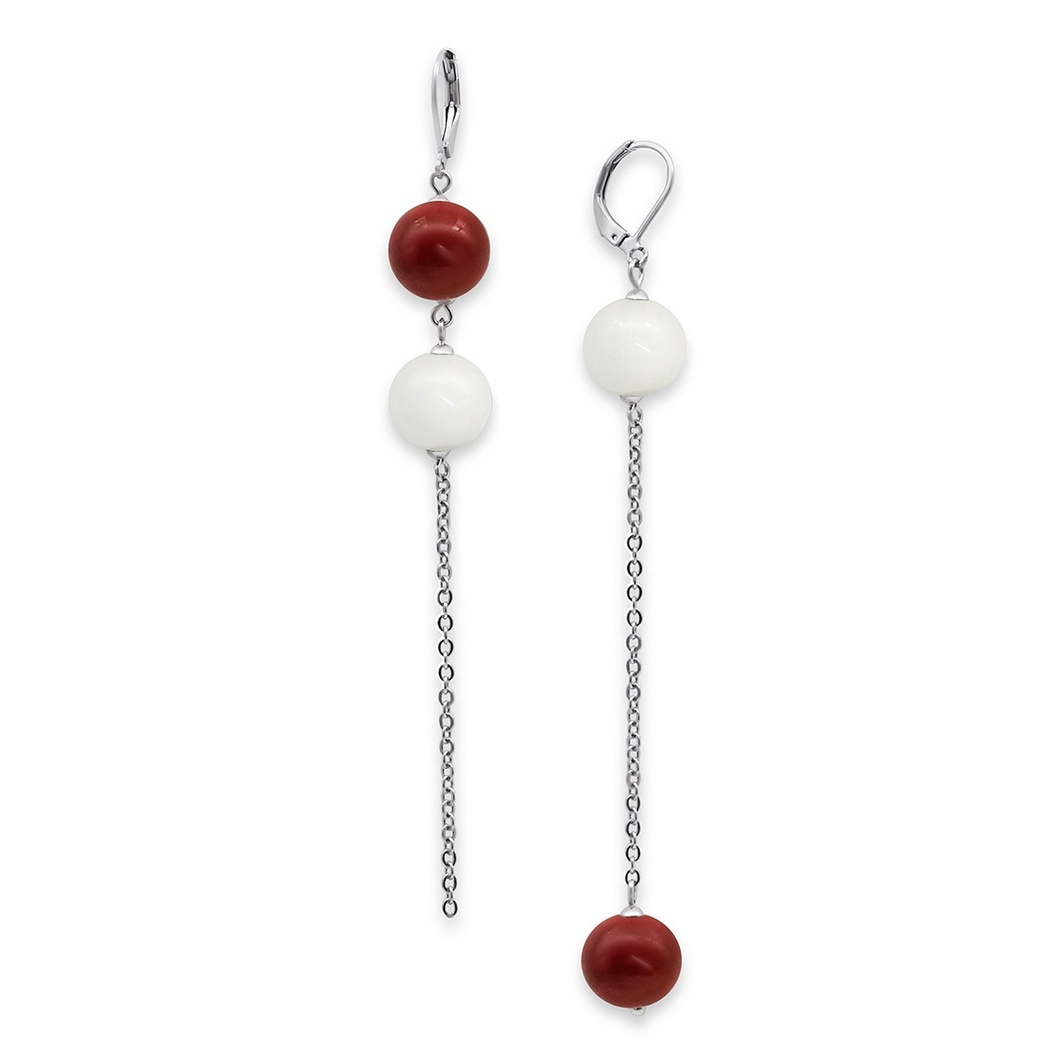 Серьги из муранского стекла LS3350/красный,белый