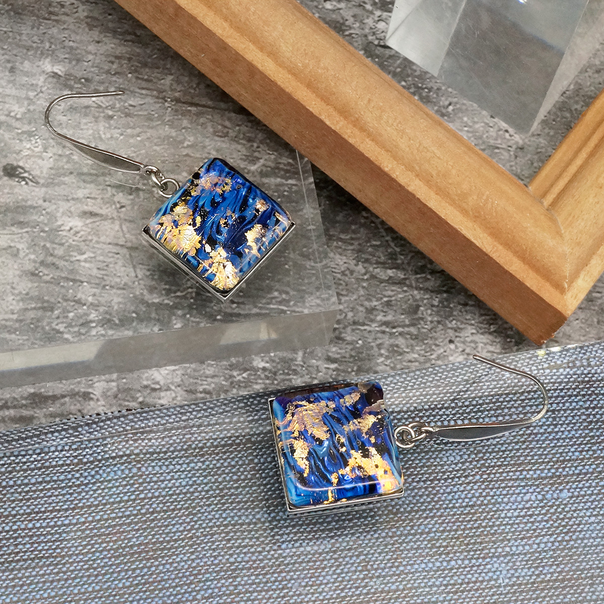 Серьги из муранского стекла GOLDEN NIGHT LS2555