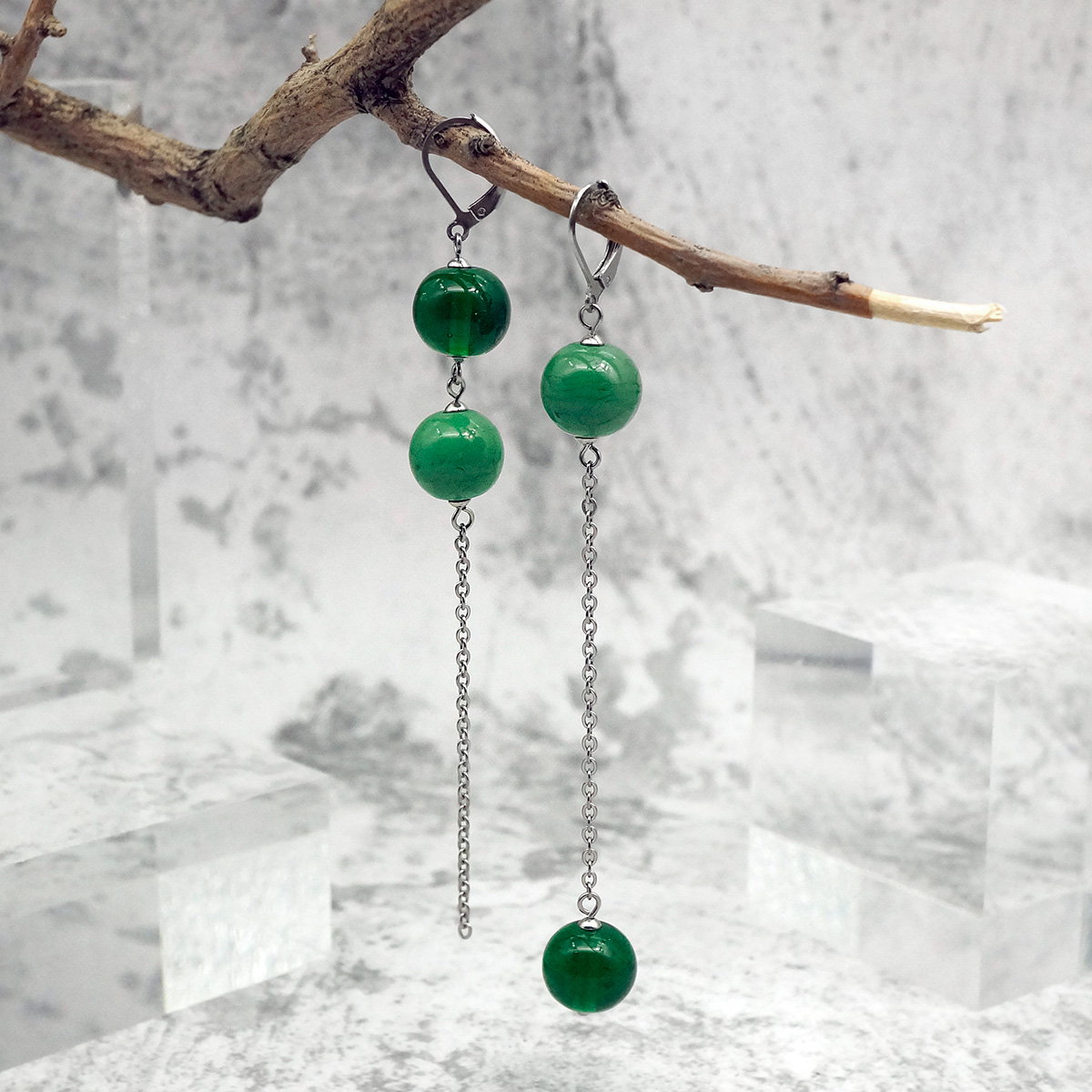 Серьги из муранского стекла LS3350/зеленый