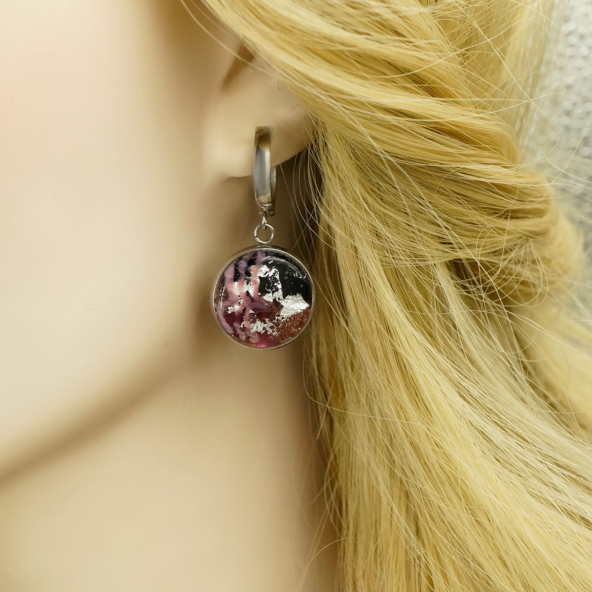 Серьги из муранского стекла RASPBERRY PUNCH LS3236