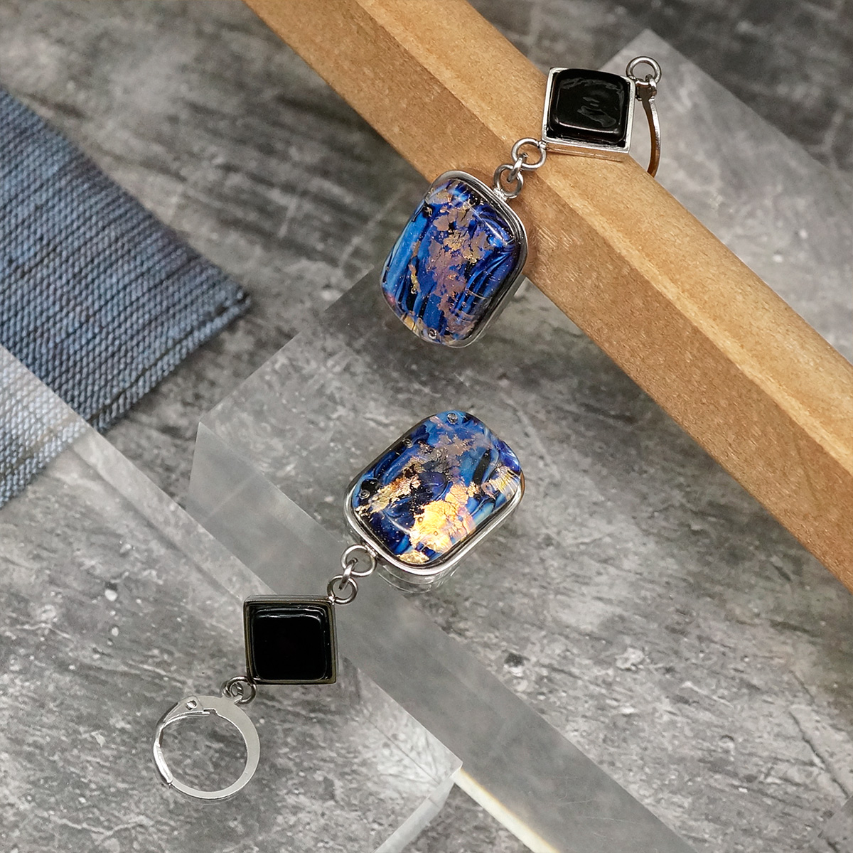 Серьги из муранского стекла GOLDEN NIGHT LS1920