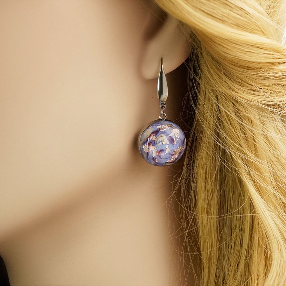 Серьги из муранского стекла PURPLE MIST LS3165