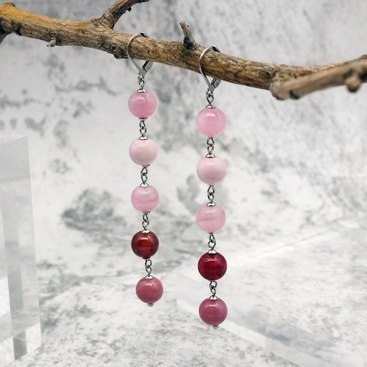 Серьги из муранского стекла LS3247/розовый