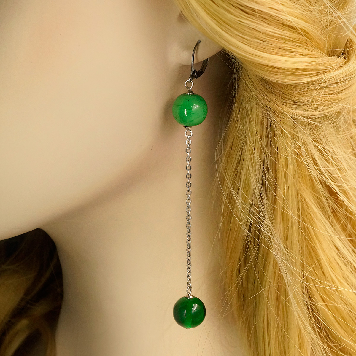 Серьги из муранского стекла LS3350/зеленый