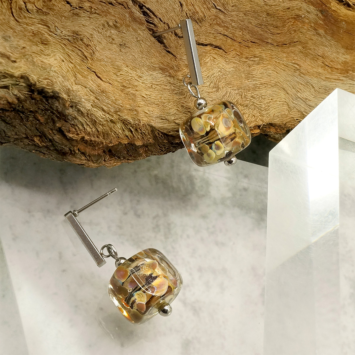 Серьги из муранского стекла CARAMEL CREM