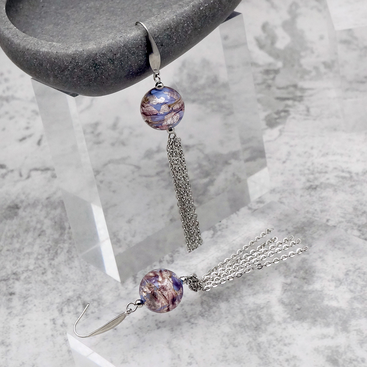 Серьги из муранского стекла PURPLE MIST LS1925