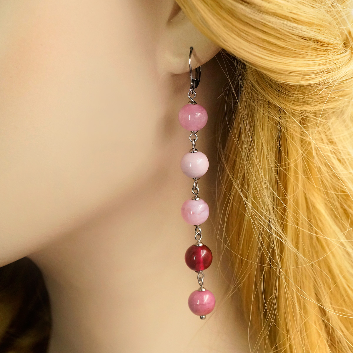 Серьги из муранского стекла LS3247/розовый