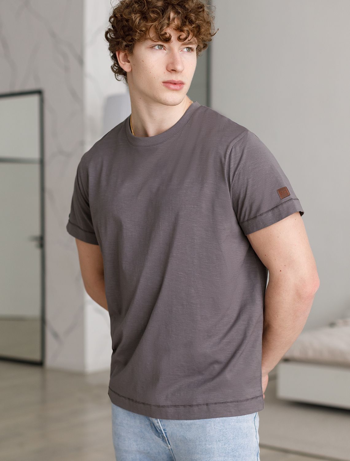 Футболка из фактурного полотна из 100% хлопка