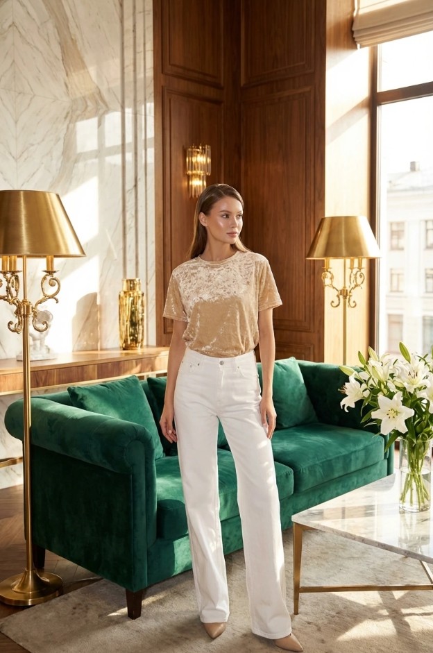 Футболка велюровая свободного кроя