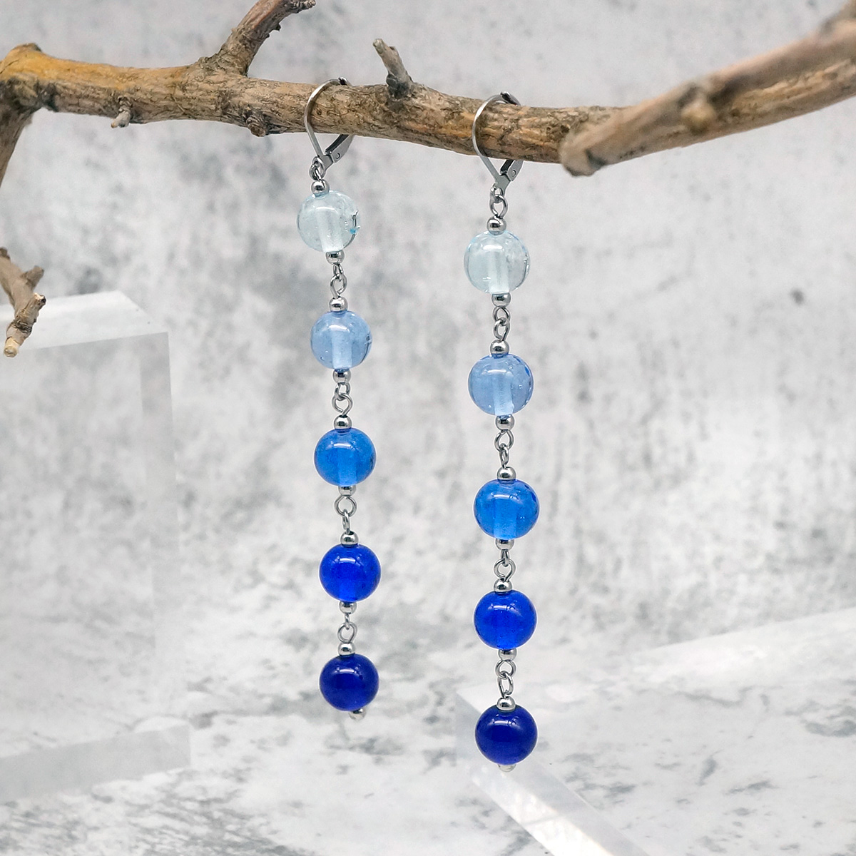 Серьги из муранского стекла LS3247/голубой