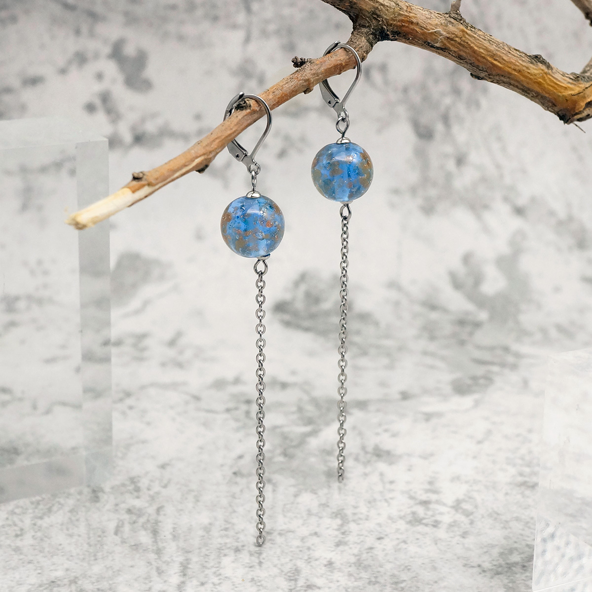 Серьги из муранского стекла LS3351/голубой