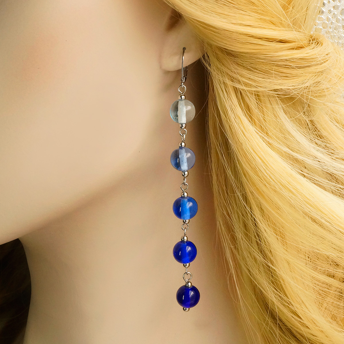 Серьги из муранского стекла LS3247/голубой