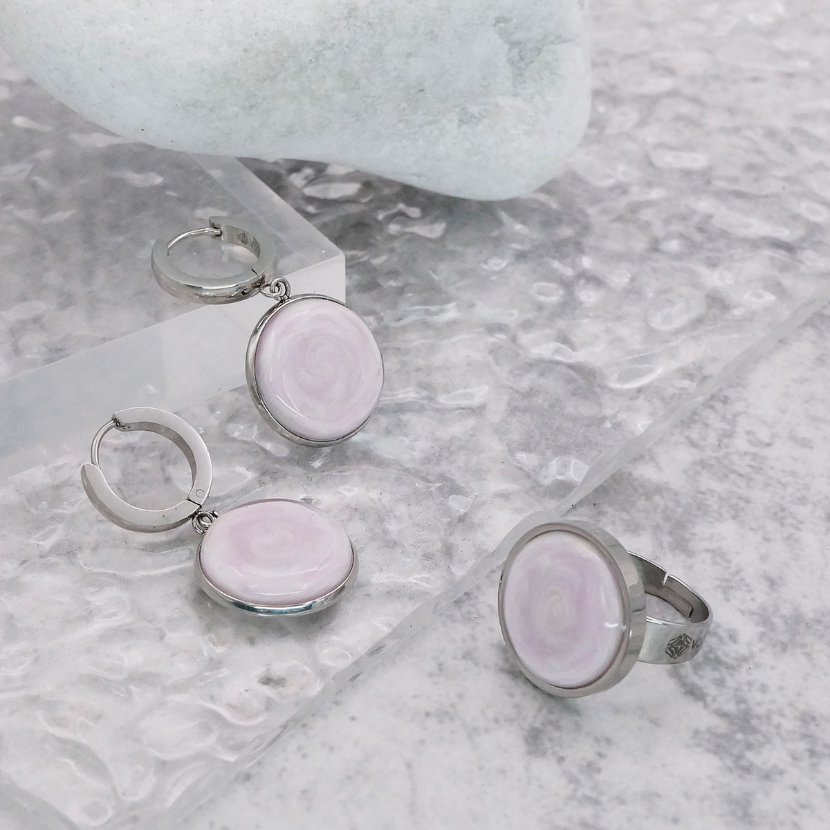 Серьги из муранского стекла PINK CLOUD LS3521