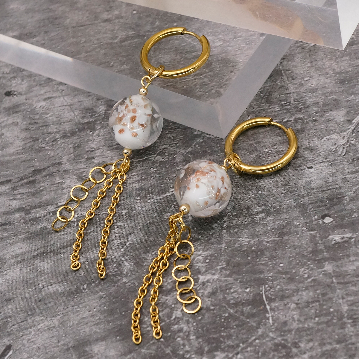 Серьги из муранского стекла SNOW MIRACLE LC3465