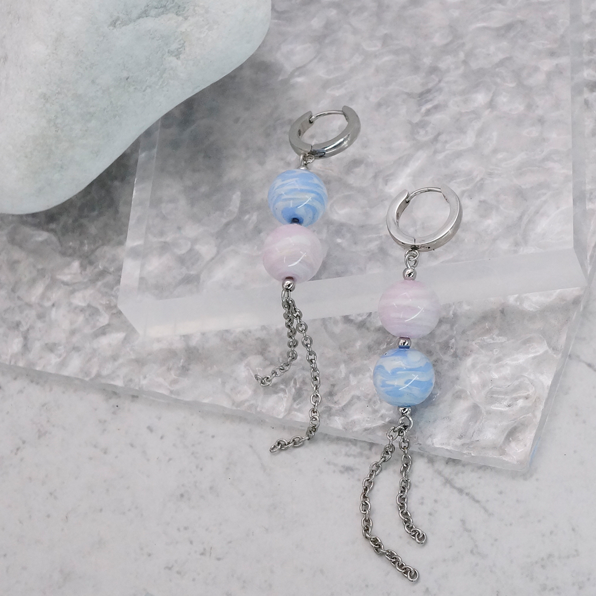 Серьги из муранского стекла PINK CLOUD LS3522