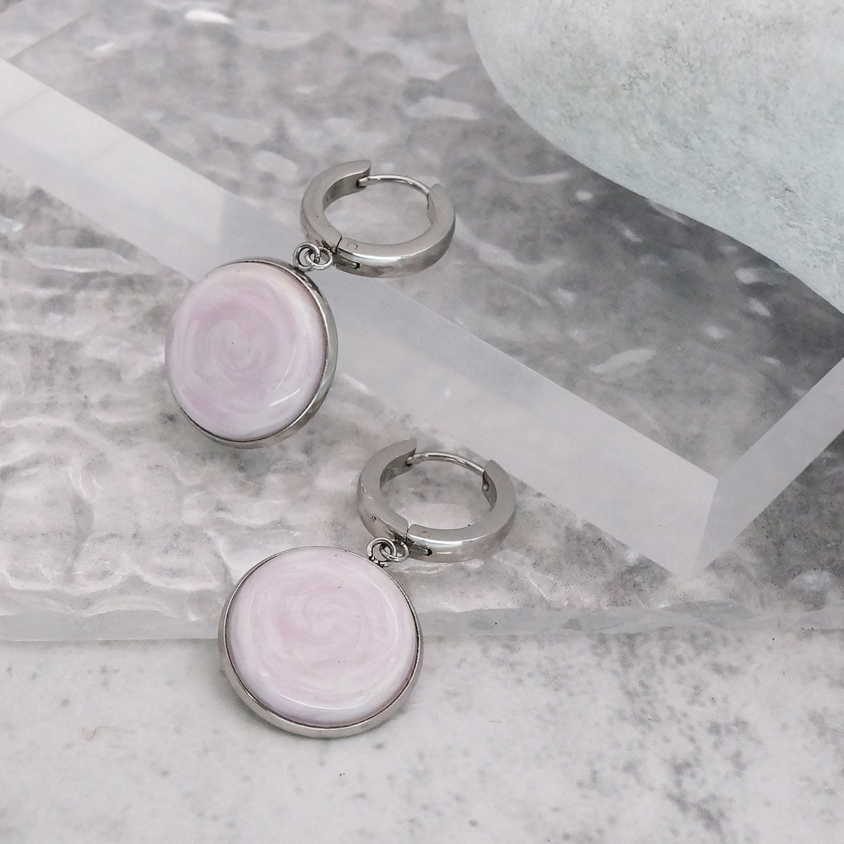 Серьги из муранского стекла PINK CLOUD LS3521