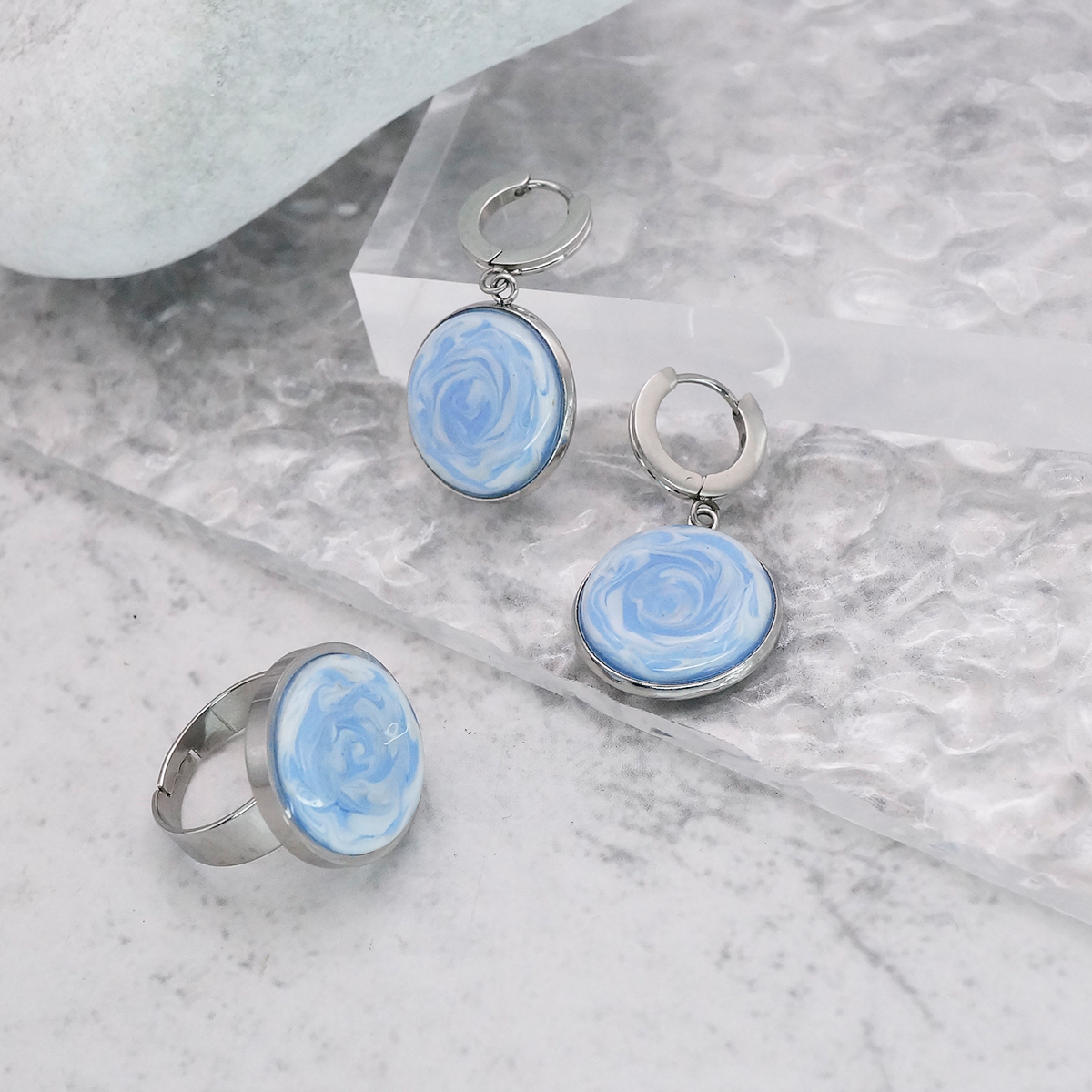 Серьги из муранского стекла PINK CLOUD LS3523