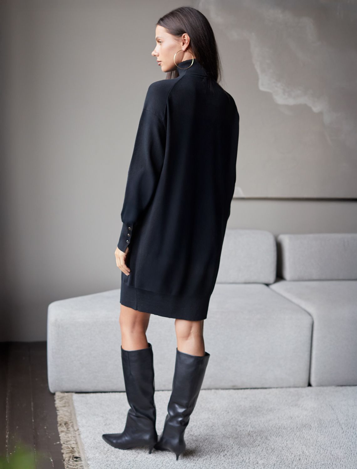 Платье тонкой вязки из хлопка с нейлоном