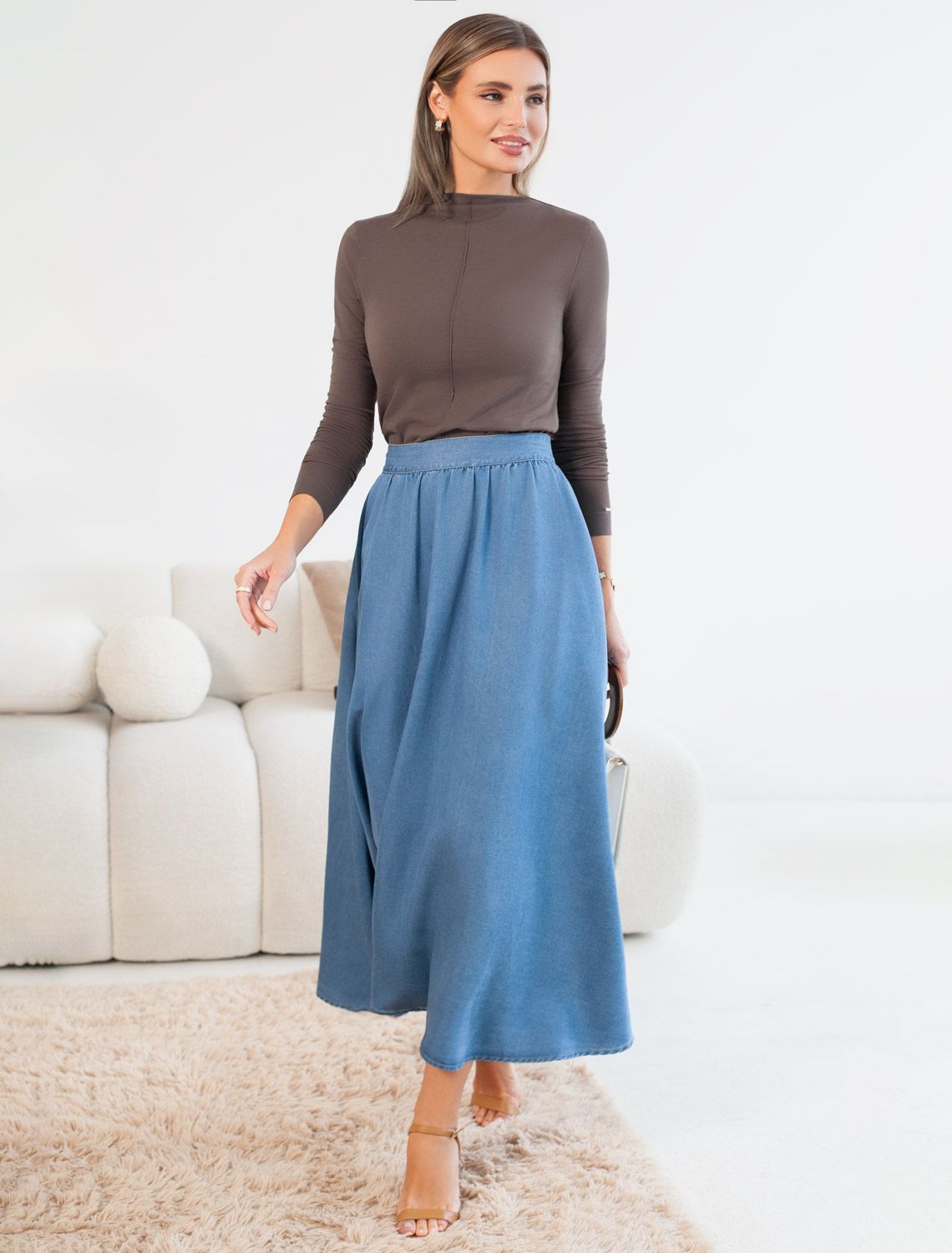 Джемпер с цельнокроеным воротом из премиального хлопка