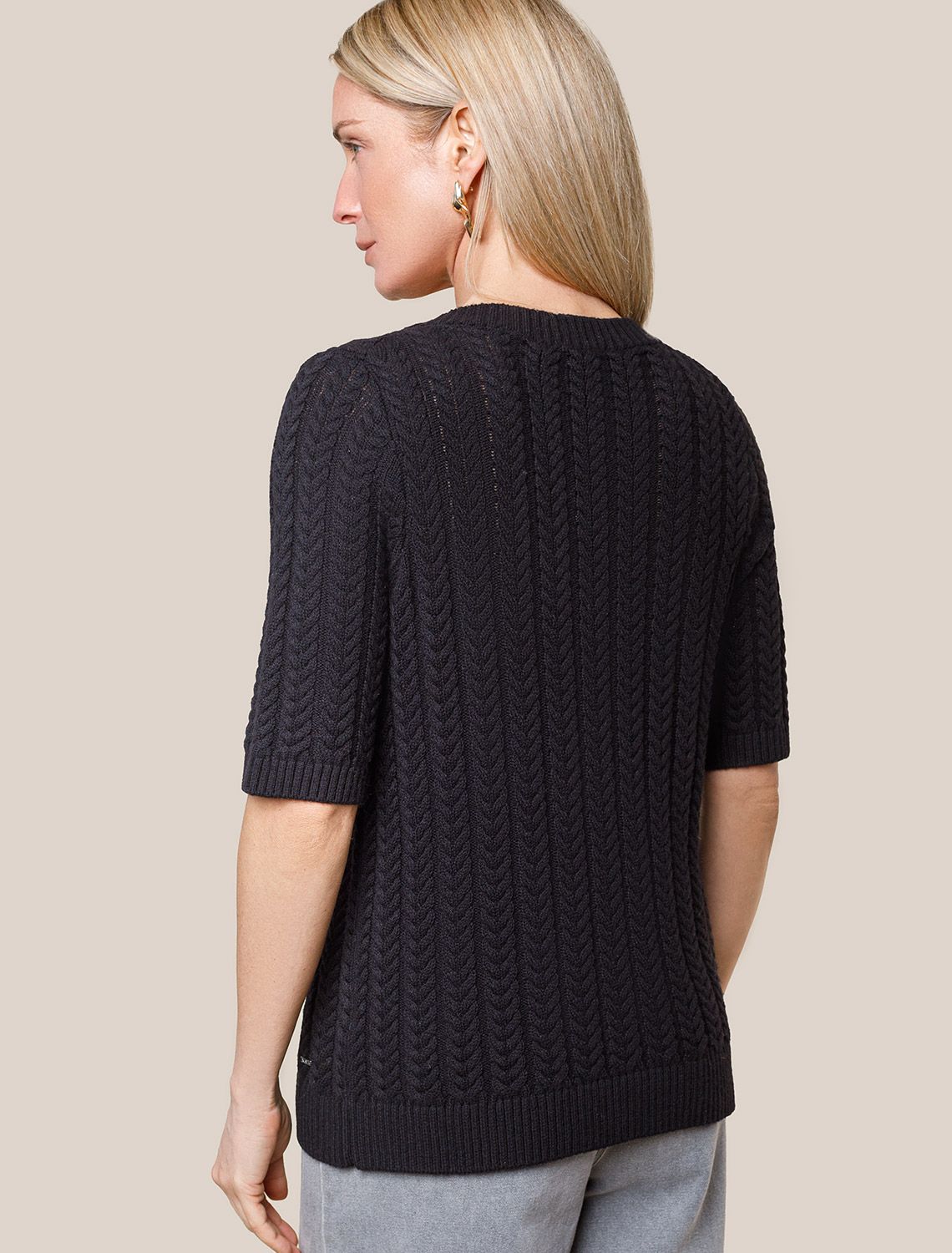 Джемпер фактурной вязки из хлопка с кашемиром