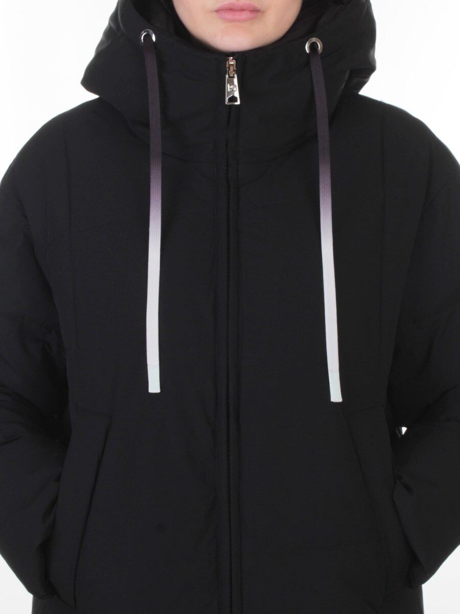 W8236M BLACK Пальто зимнее женское оверсайз (200 гр. био-пух)