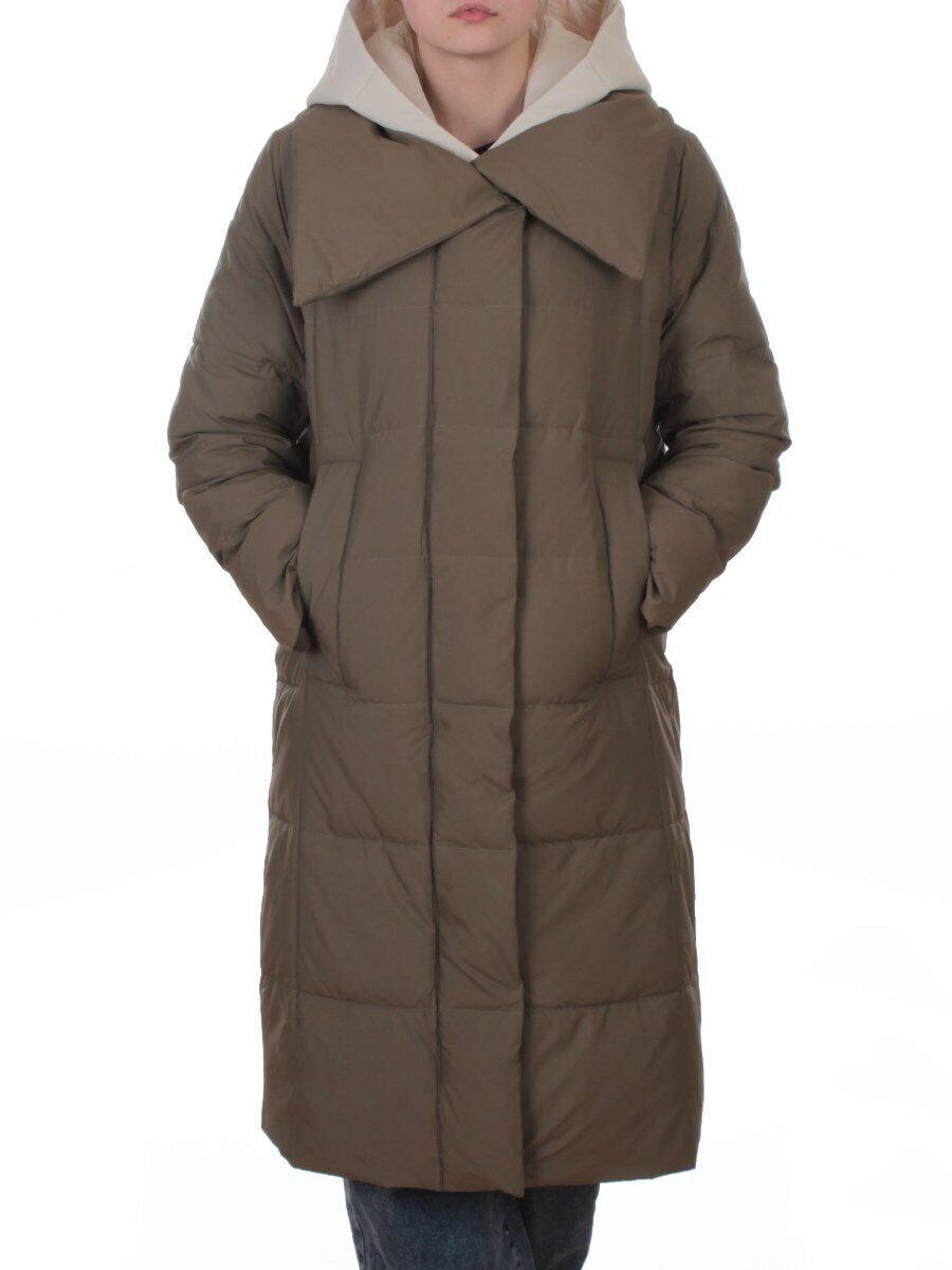 A610 DK. GREEN (KHAKI) Пальто зимнее женское со съемным жилетом (200 гр. био-пух)