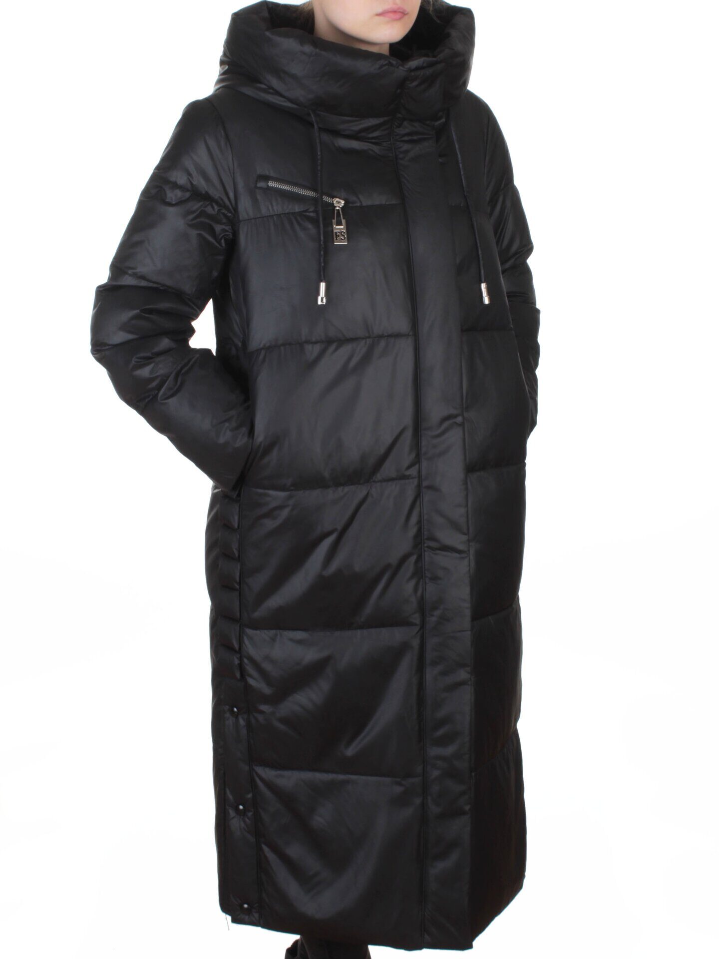 8310 BLACK Пальто зимнее женское (200 гр. холлофайбер)