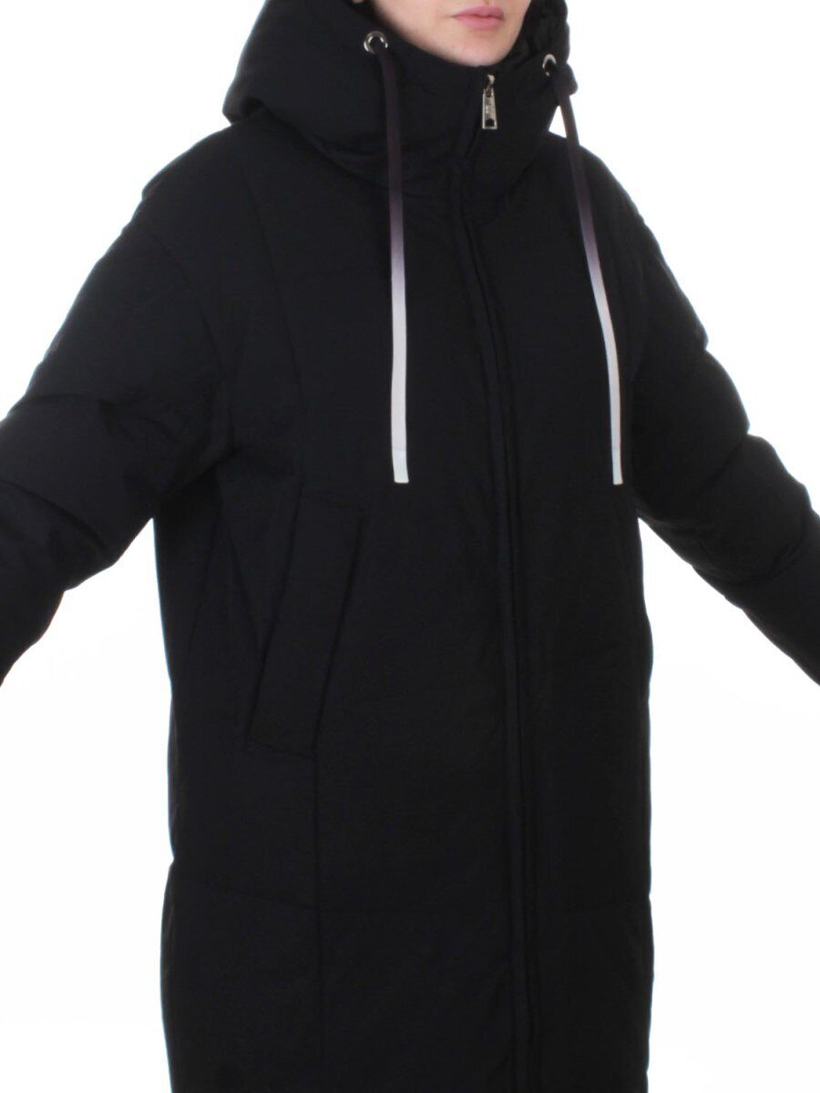 W8236M BLACK Пальто зимнее женское оверсайз (200 гр. био-пух)