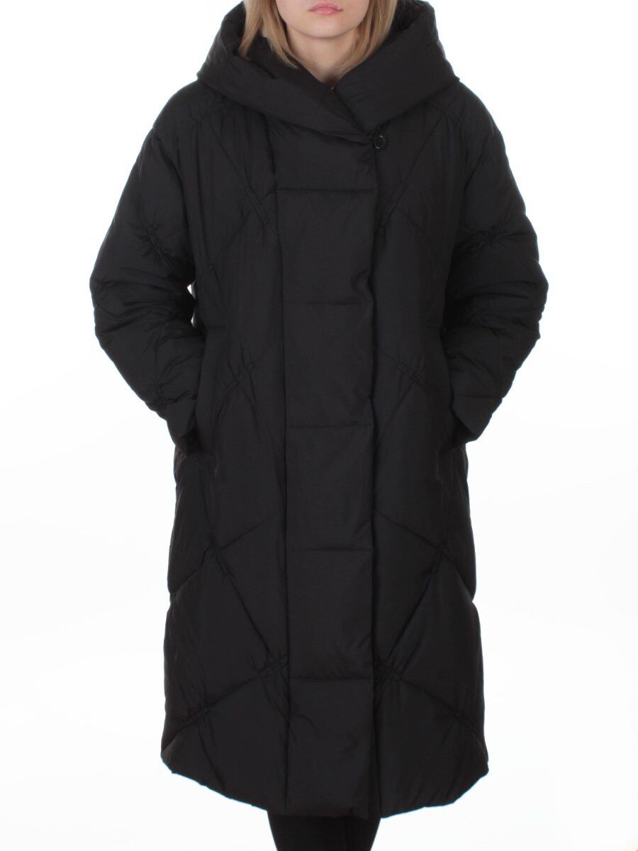8870 BLACK Пальто зимнее женское оверсайз (200 гр. холлофайбер)