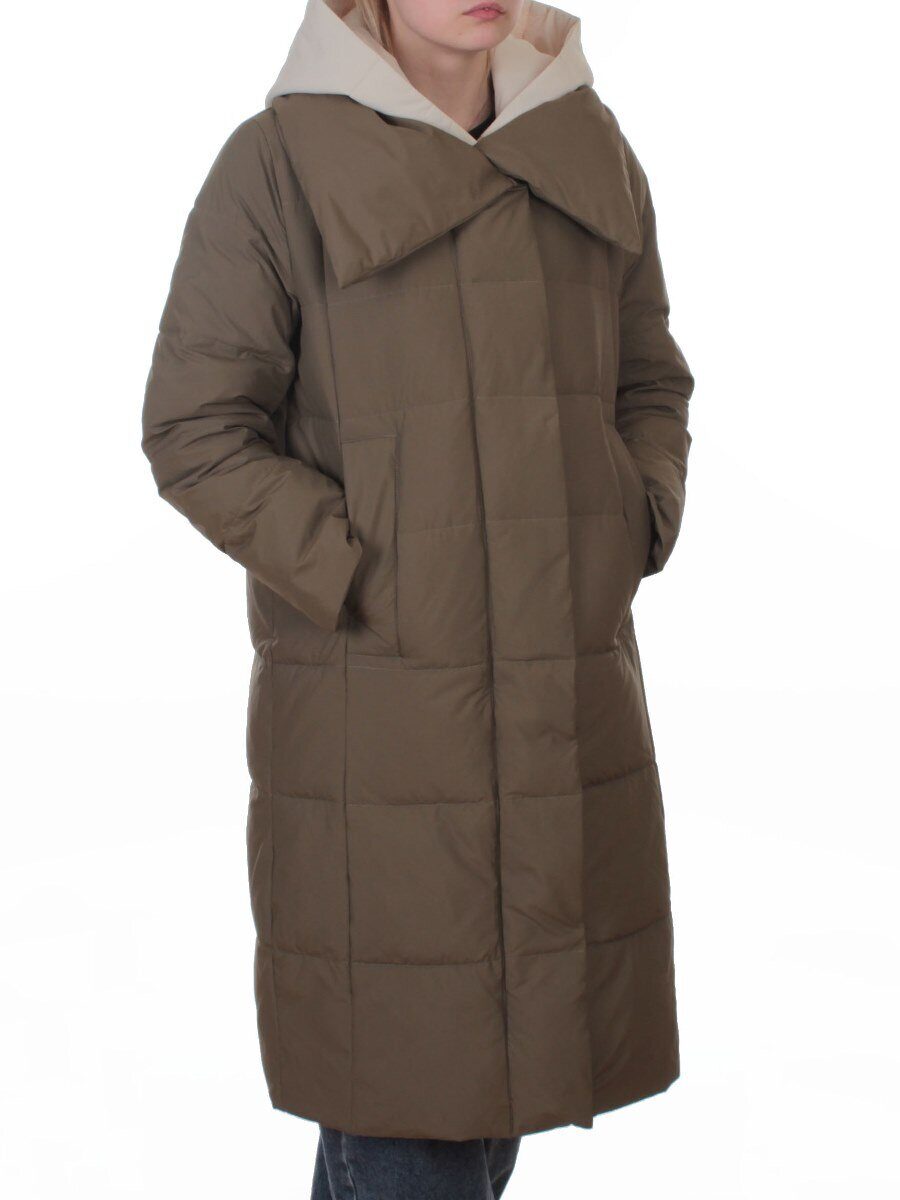 A610 DK. GREEN (KHAKI) Пальто зимнее женское со съемным жилетом (200 гр. био-пух)
