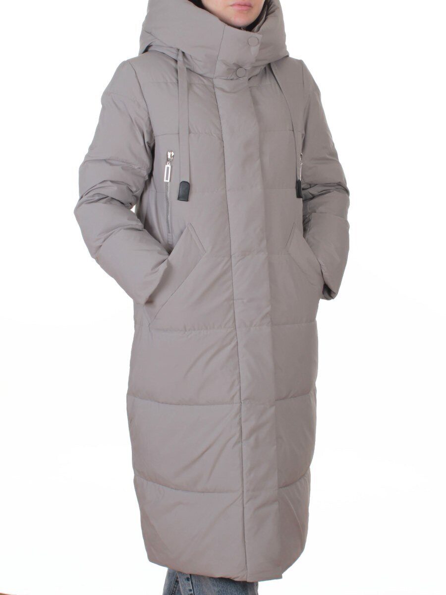 A8356 GRAY/BEIGE Пальто зимнее женское (200 гр. холлофайбер)