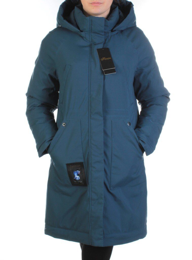 1211 GRAY/BLUE Пальто зимнее женское (200 гр. холлофайбер)