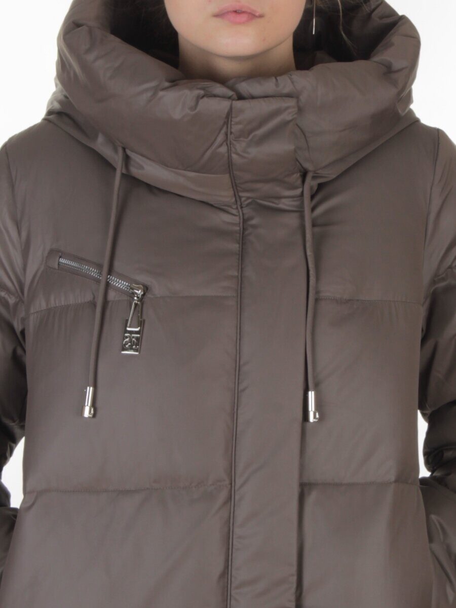 8310 GRAY/BROWN Пальто зимнее женское (200 гр. холлофайбер)