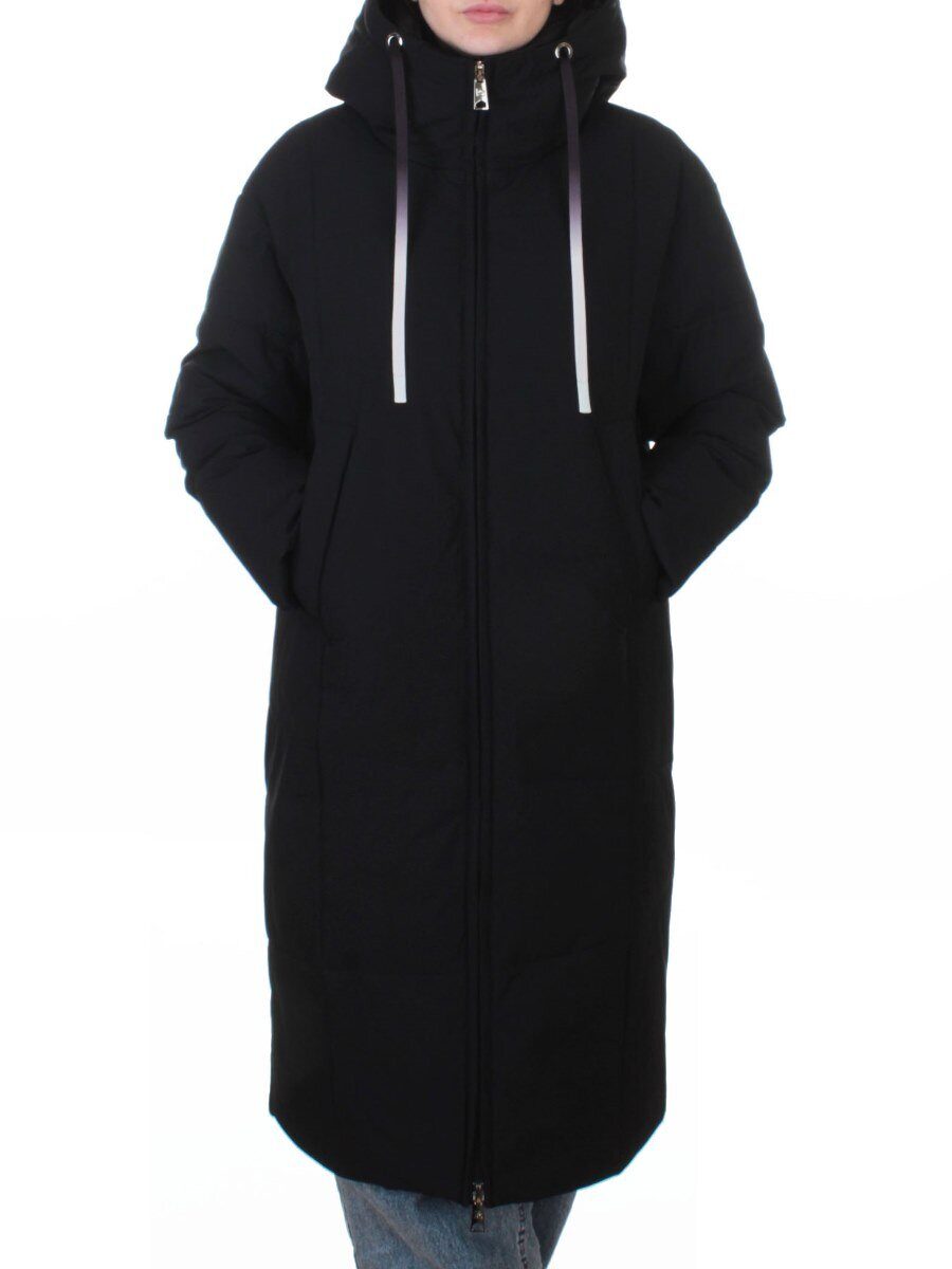 W8236M BLACK Пальто зимнее женское оверсайз (200 гр. био-пух)