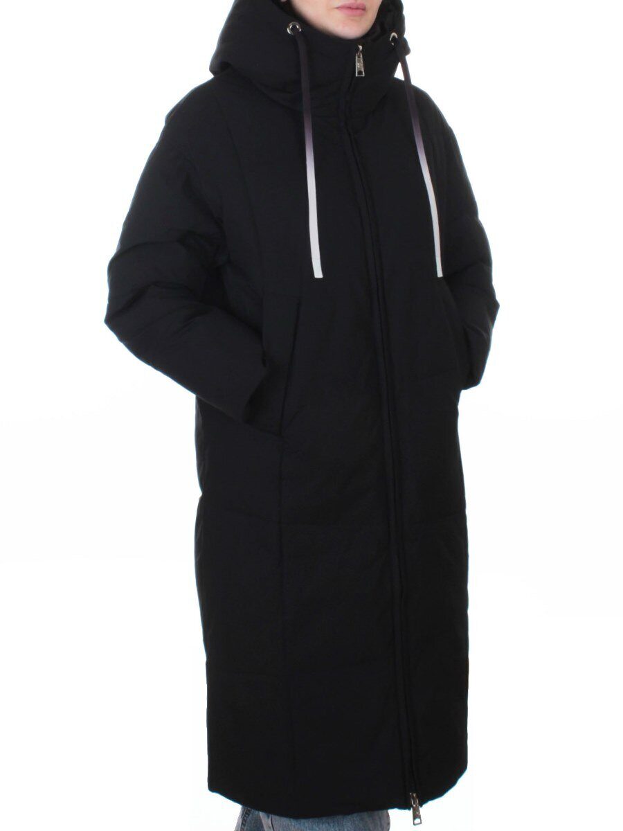 W8236M BLACK Пальто зимнее женское оверсайз (200 гр. био-пух)