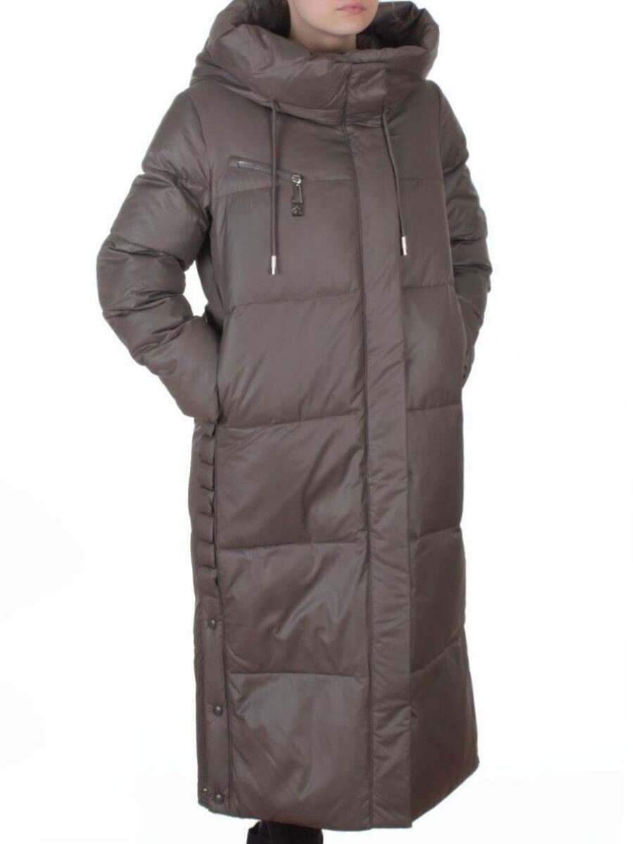 8310 GRAY/BROWN Пальто зимнее женское (200 гр. холлофайбер)