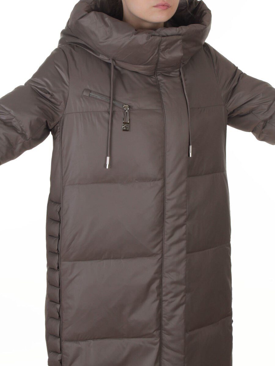 8310 GRAY/BROWN Пальто зимнее женское (200 гр. холлофайбер)