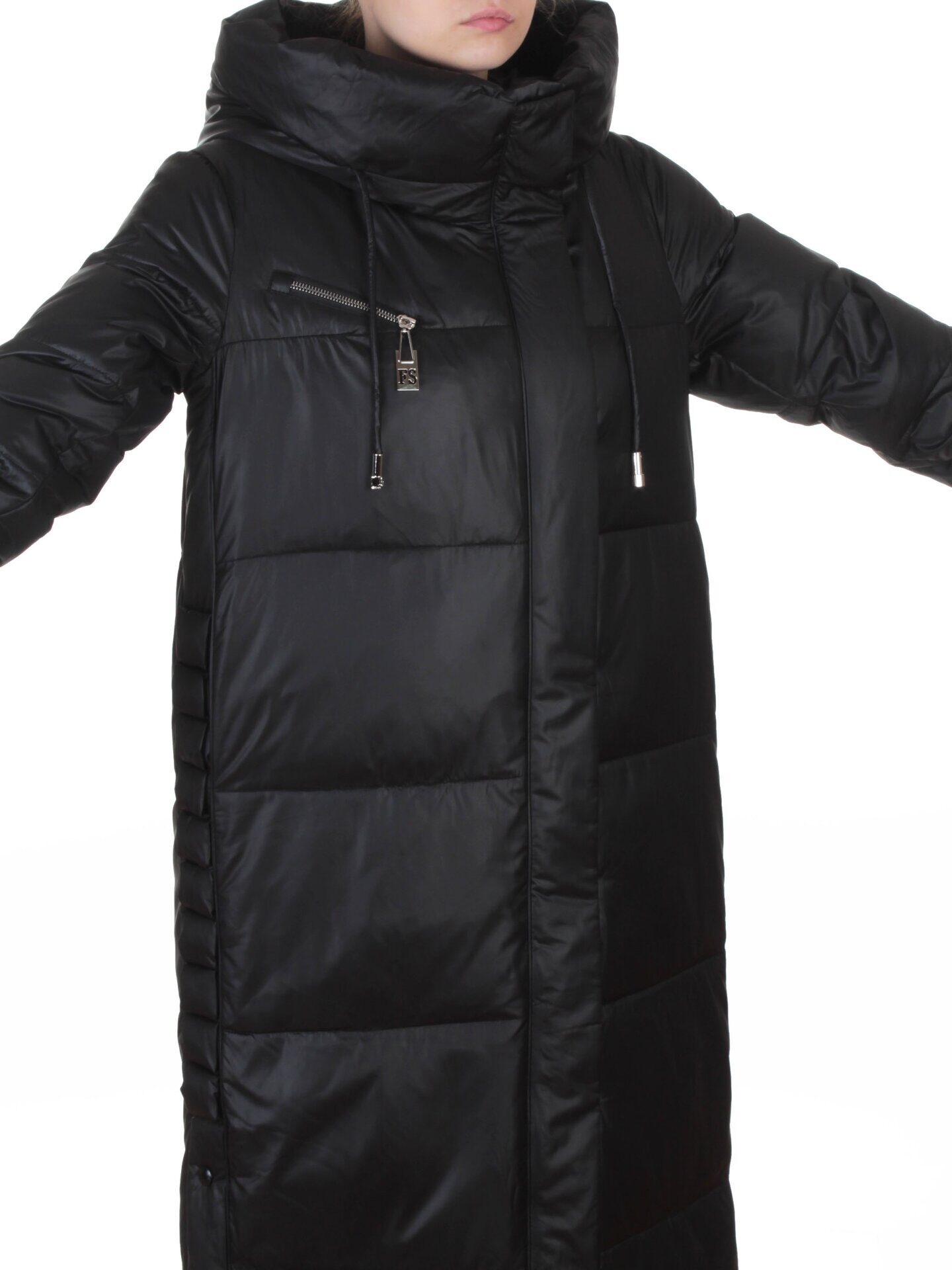 8310 BLACK Пальто зимнее женское (200 гр. холлофайбер)