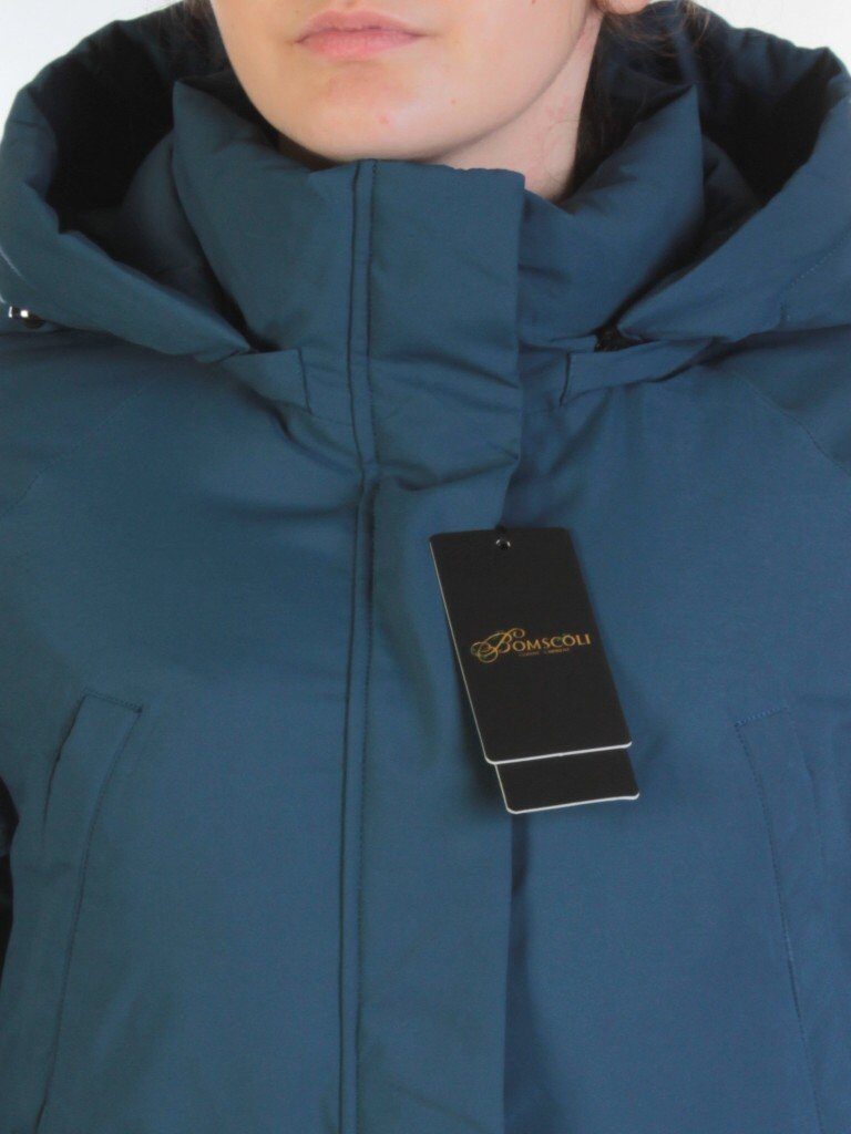 1211 GRAY/BLUE Пальто зимнее женское (200 гр. холлофайбер)